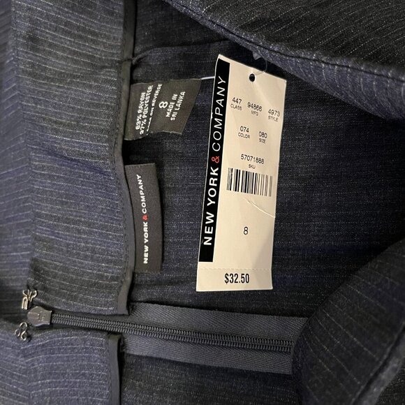 NEW YORK & COMPANY Women's Blue/Gray Stripe Pencil Skirt - Size 8 - NWT - Picture 4 of 4